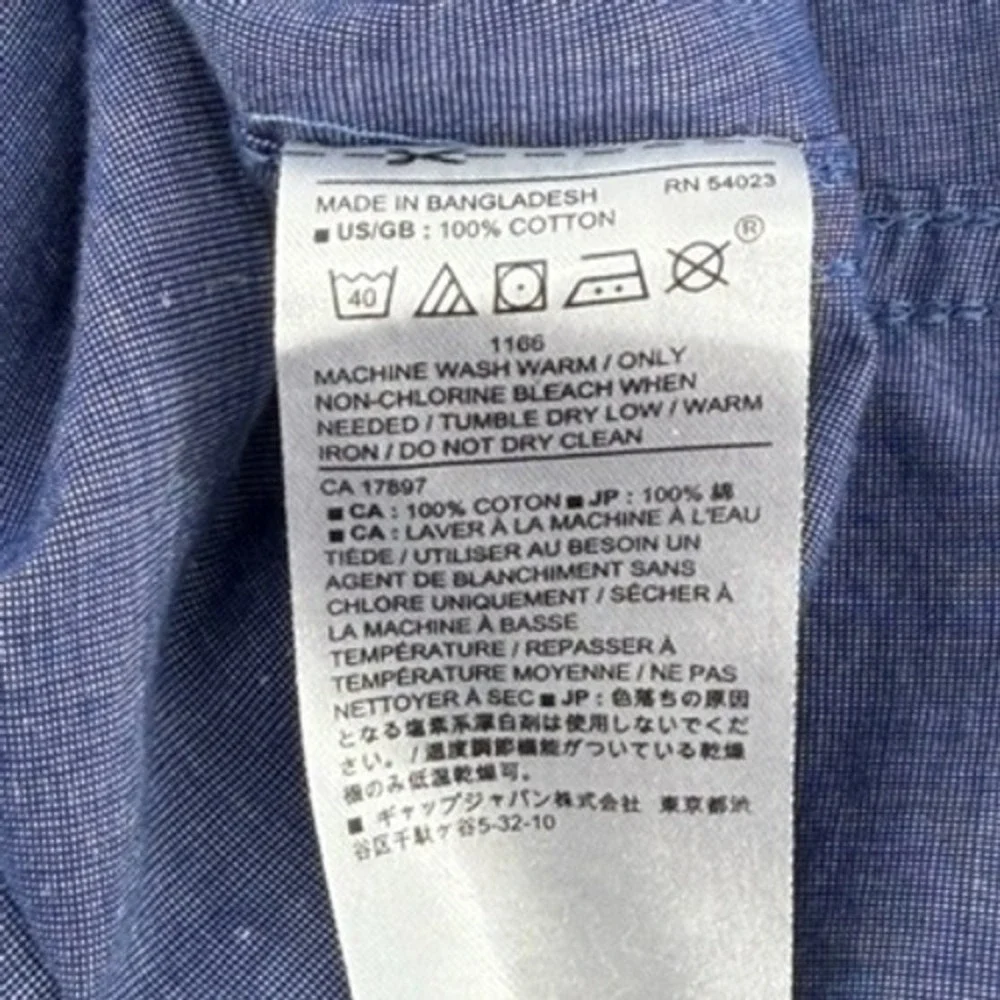 Banana Republic Mens Slim Fit Stretch Soft Wash Blue Dot Dress‎ Shirt XL